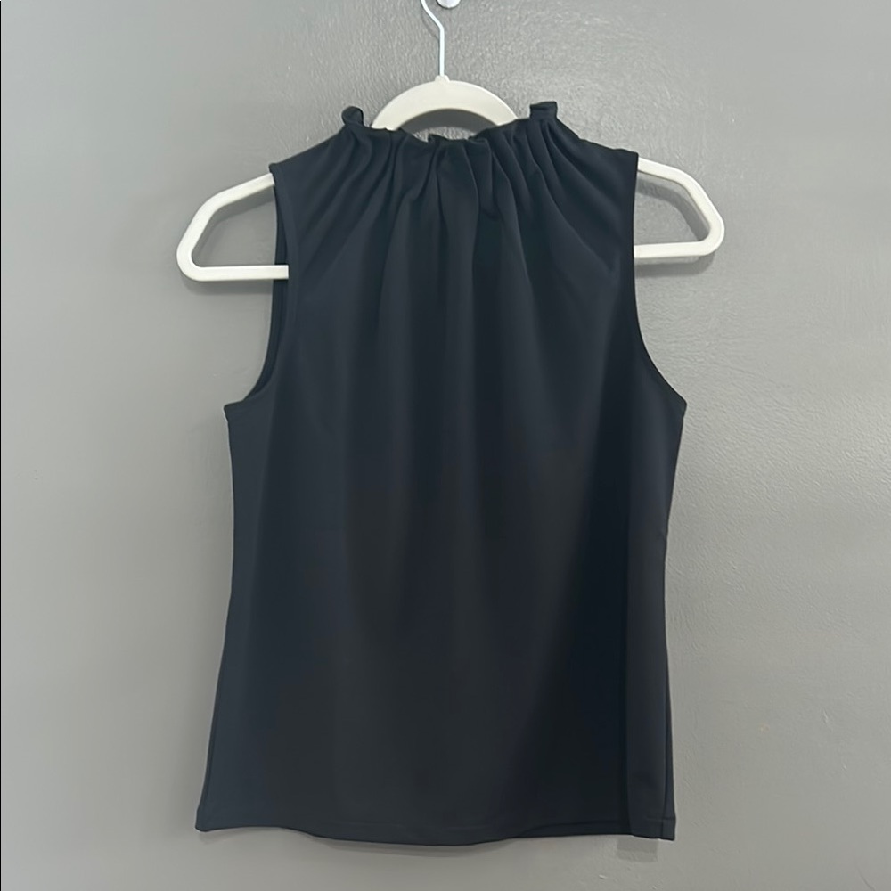 Ann Taylor Black Ruffle Sleeveless Blouse